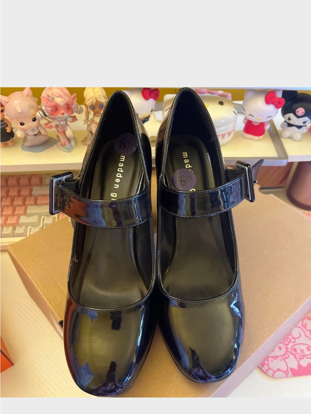 Madden Girl Black Patent Mary Jane Chunky Heels - Picture 2 of 3